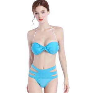 Mulheres Swimwear Vendas Bandeau Top Twisted Bikini Cintura Alta Coroa para fora Banheira Nadada Terno Sexy Mulheres Bandage Set