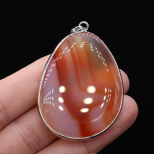 Pendant Necklaces Natural Stone Agates Pendants Big Water Drop Silver Plated Crystal For Jewelry Making Diy Women Necklace Accessories