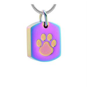 Paw Dog Etching Stainless Steel Memorial Urn Jewelry Loss Of Pet Keepsake Cremation Pendant Necklace1785