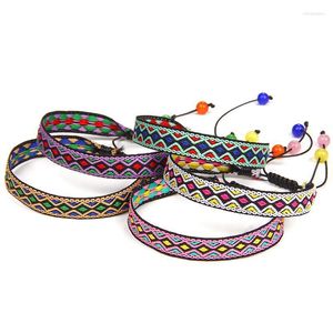 Beaded Strands Trendy Handmade Bohemia Braided Bracelet Weave Adjustable Bangle Boho Style Pattern Woven Rope For Women Jewelry Gift Inte22