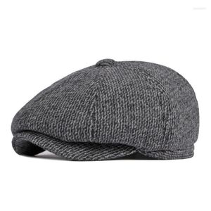 Boinas de meia -idade de idade sboy chapéu de inverno espessado flapa quente boné clássico clássico sólido britânico lã retro octogonal hatberets wend22