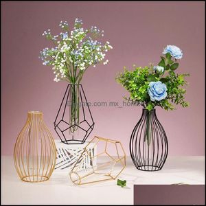 VASES HOME DECOR Garden Garden Nordic Simple Flower Stand Hollow Iron Frame Family Vase Rack Bottle Oranment