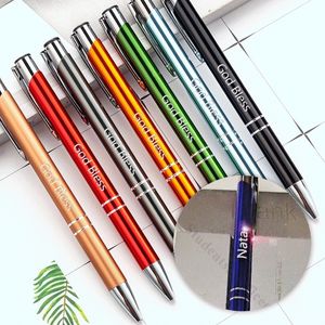5pcs Laser Engraved Ballpoint Personality GIft Pen Customized FREE With Your Text School Office Supplies 220613