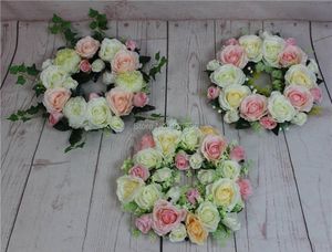 Flores decorativas grinaldas artificiais Wedding Flower Head Wreath Silk Rose Crown Crown