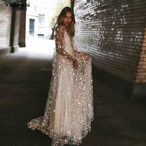 Casual Dresses Star Sequin Mesh Long Maxi Dress Women Ryggl￶st ￤rm Elegant Kvinna 2022 Summer Holiday Party Bohemian Vestidos