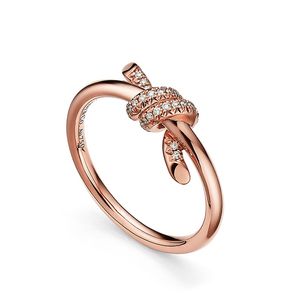 925 Sterling Silver Knot Fjäril Ring Woman Plating 18K Rose Gold Luxury Fashion Wedding Present 220726