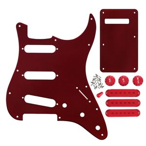 Set of 11 Holes SSS Guitar Pickguard Backplate Closed Pickup Cover 2T1V Knobs Switch Tip Screws for Guitar