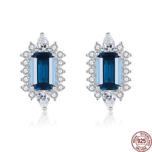 Retro studörhängen för kvinnor fyrkantig naturlig blå pärla 925 sterling silver dingle långörhänge bröllop fin smycken gåva