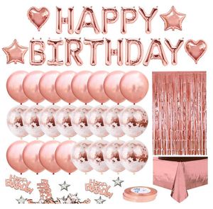 Golden BALLOON Birthday set Party Decoration supplies rose gold balloons rain silk decoration sets