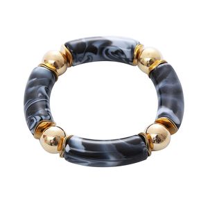 Contas de acrílico colorido pulseiras elásticas de charme pulseiras para mulheres cor dourada grossa curva resina de resina de miçangas jóias de praia de verão