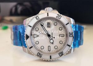 Klockor för män Titta på män Automatisk safir Crystal Bamford White Ceramic Bezel Dive Sport Date 114060 Crown Wristwatches