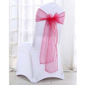 Stol täcker Organza Sashes för bröllopsfest födelsedagsplats mottagning alla evenemangsdekor vit rosa lila bankett båge tieschair