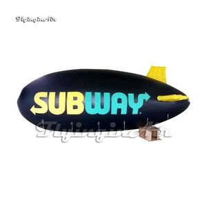 Customized Black Flying Inflatable Blimp Model Advertising Helium Balloon Air Floating Airship With Printing For Outdoor Event