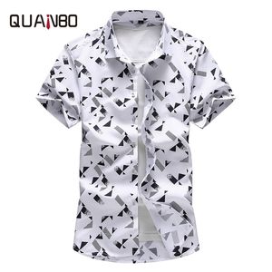 Quanbo Plus Size 5xl 6xl 7xl Men Shirt New Arrival Summer Fashion Print Casuare Shirt Sleeve Shirts Brand ClothingLJ200925