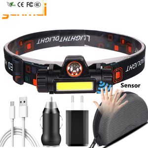 New Led Headlamp Head Flashlight XP-G Q5 Sensor Zoomable Lamp Headlight 2500lm Cob Built in Rechargeable 18650 Battery Working Light