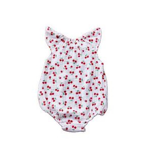 男の子の服の幼児幼児のノースリーブかわいい印刷ジャンプスーツ夏の衣装新生児モスリンコットンリネンベビーガールロンパーG220521