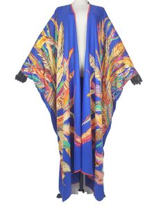 Ubranie etniczne Piękne pióro jedwabne drukowane czeskie kimonos tradycyjny Dubai muzułmanin Ramadan Caftan Otwarty przednie kardiganetniczny