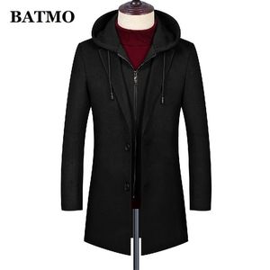 BATMO arrival 50 wool hooded trench coat men men s winter wool long jackets size M 1850 LJ201110