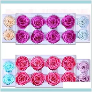 Bröllopsdekorativa kransar FESTICE Party Supplies Home Garden1 Högkvalitativ bevarad blommor Immortal Rose 4 cm diameter Mödrar Dag av evigt