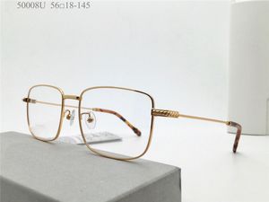 Nuovi occhiali ottici di design alla moda 50008U montatura quadrata in metallo lenti trasparenti semplici e versatili occhiali popolari in stile business