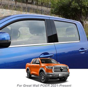4PCS PVC Car Window Center Pillar Sticker Trim Anti-Scratch Film For Great Wall Poer Connon 2021-PresenAuto External Accessories