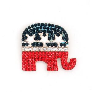 10 sztuk/partia niestandardowe flaga ameryki broszka kryształ Rhinestone kształt słonia 4 lipca USA patriotyczne szpilki na prezent/dekoracje