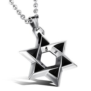 Pendant Necklaces Trendy 316L Stainless Steel Silver Color Black Star Mens Womens Necklace With Cross Chain Unisex's Jewelry WholesalePe