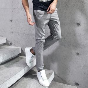 Kuegou Cotton Spandex Men's Casual Pants Spring Slim Type Straight Slacks Micro Elastic Casual Pants Summer KK-2397 201126