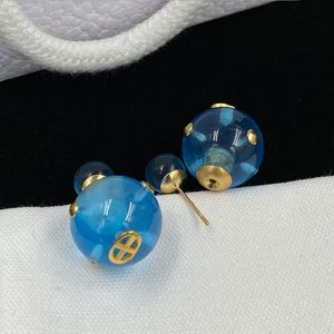 Boucles D'oreilles Bleu Ciel achat en gros de Boucles d oreilles de créateur de luxe de haute qualité Le ciel bleu perle en cristal lettres or simples boucles d oreilles vintage pour les femmes