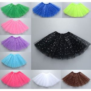 Kids Baby Star Glitter Dance Tutu Dress for Girl Lantejoura 3 camadas Tulle Toddler Pettiskirt Chiffon Skiffon