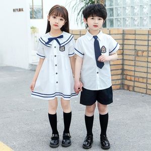 Roupas Conjuntos de roupas 1 conjunto Crianças Crianças japonesas coreanas uniformes escolares da marinha marinheira uniformes infantil infantil calças de esqui de thirt verão 2022