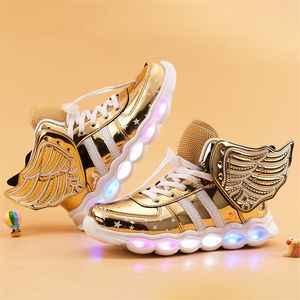 Sneakers luminose Boy Girl Cartoon LED Light Up Shoes Incandescente con la luce Scarpe per bambini Bambini Sneakers Led Stivali per bambini di marca LJ201203