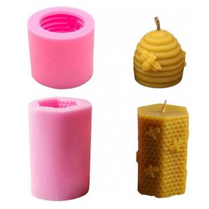 3D Bee Shape Silicone Candle Mold Honeycomb Beehive Form för ljus som gör kakverktyg handgjorda diy hantverk vaxklädningar mögel