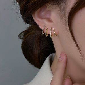 Geometry Elegant Stud Earrings Women Shining Cubic Zircon Gold Sier Diamond Earings Earring Ear Rings Wedding Engagement Party Jewelry