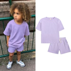 Летняя детская спортивная костюм две штуки подходят для швейных наборов для мальчиков с коротким рукавом топ шорты для девочек костюм детские повседневные наряды