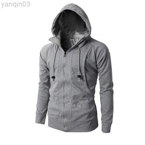 2022 Mannen Hoodies Sport Jas Rits Hooded Mannen Sweater Toevallige Mannelijke Effen Kleur Lente Bovenkleding Kleding L220801