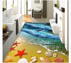 Papel de parede personalizado Papel de parede 3d adesivos de parede moderna praia mediterrânea areia shell starfish starfish starfish 3d pintura de assoalho paredes decoração de casa