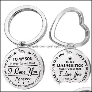 Key Rings Jewelry Ring Stainless Steel I Love You Forever Keychain My Son Daughter Keyrings Bag Hangs Fashion X20Fz Drop D Dh8Mh