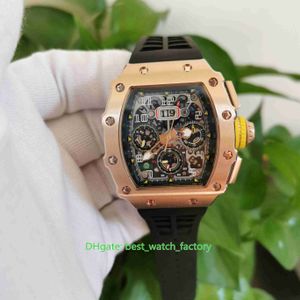 Hot Selling Najwyższej jakości Zegarki 44mm x 50mm RM11-03 03rg-003 Szkielet 18K Rose Gold Sapphire Szkło Przezroczyste Mechaniczne Automatyczne Męskie Męskie Zegarek Zegarek