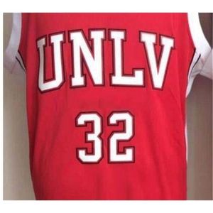 Nikivip Custom xxs-6xl Men vintage Red White #32 Universidade de Nevada Las Vegas Stacey Augmon College Jersey Size S-4xl ou personalidade qualquer nome ou número