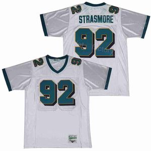 Film Football 92 Spencer Strasmore Jersey Miami Ballers TV Show Rock College White Team Color All Stitched Hip Hop oddychający dla fanów sportu Najwyższej jakości