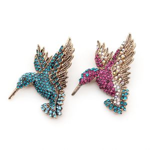 10 Pcs/Lot Fashion Jewelry Brooches Animal Blue/Pink Rhinestone Eagle Bird Brooch Pin For Decoration/Gift