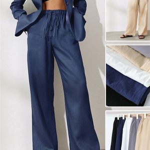 Calças de algodão feminino cinza cintura alta harem solta macia elástica elástica branco verão azul calças casuais para fêmea 220325