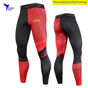 Pantaloni da corsa a compressione da uomo personalizzati Quick Dry Sportswear Collant da jogging Allenamento da palestra Leggings Fitness Training Bottoms 220608