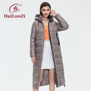 Hailuozi damski płaszcz zimowy przedłużony w stylu Kobiety gruba kurtka z kapturem moda unikalna design wysokiej jakości bawełniana Parker 6022 211120