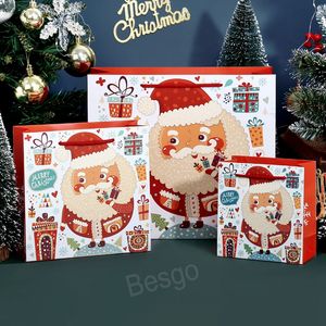 Decorações de Natal Golpei sacos de papel Feliz Festa de Christmas Kids Candy Bolsa Paper Papai Noel Bolsa com caixa BH7297 TQQ