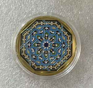 5pcs/lote presentes Saudita Arábia Islã Muslim Ramadã Kareem Festival Octagon Ilustração Gold Collectible Coin.CX