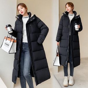 Jaqueta feminina Down Parkas Jaqueta puffer preta feminina inverno 2022 facilitando no grosso algodão acolchoado longo