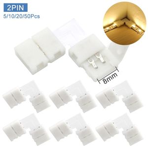 Outros acessórios de iluminação 8mm 2pin L Conector de forma para conectar o canto da solda ângulo reto 3528 2835 Luz de tira de led de cor única 5/