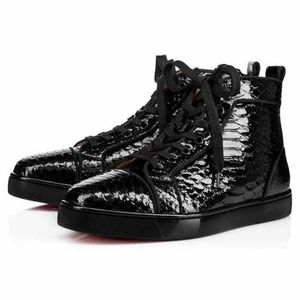 Sommaren 2024 herrpyton orlato sneaker casual skor fiskskala svart äkta läder mode hög topp upp tå oregelbundna spikar sneakers snörning upp 5c